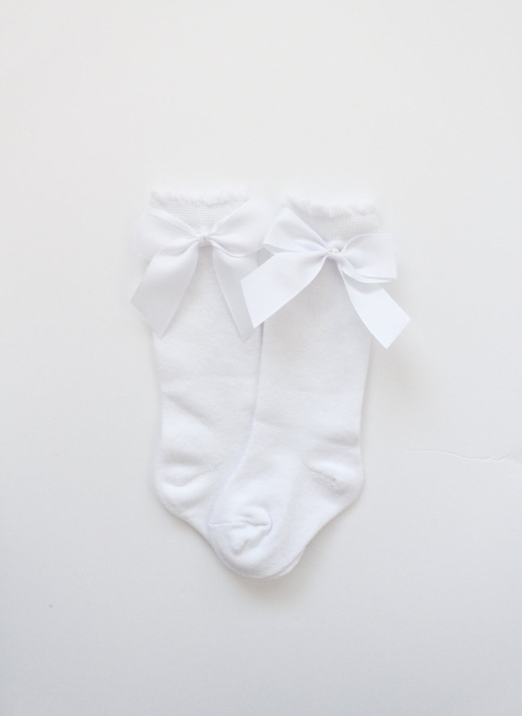 Bow Knee High Socks - White