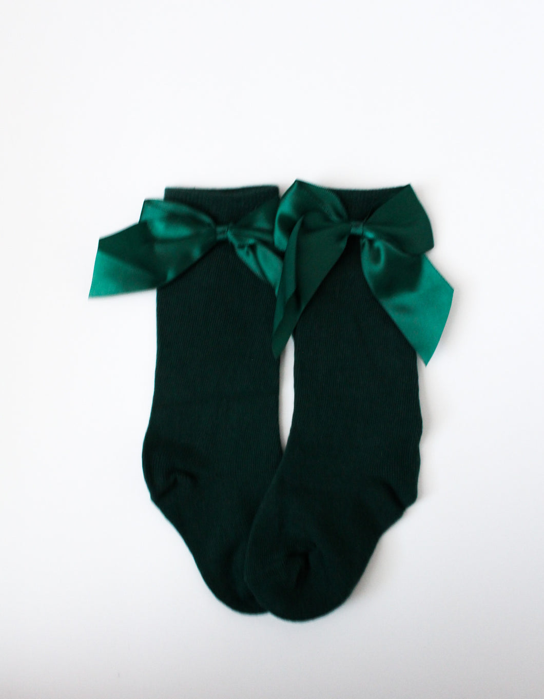Satin Bow Knee High Socks - Green